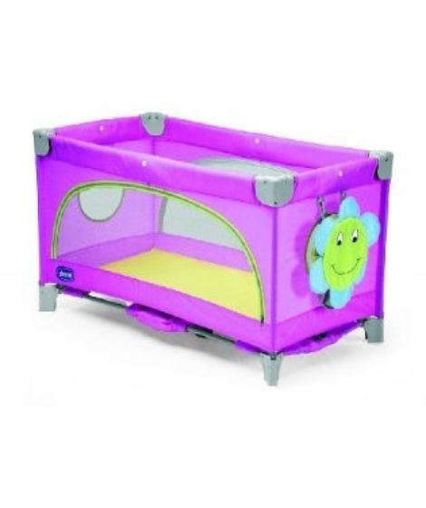 pink travel cot with mattress