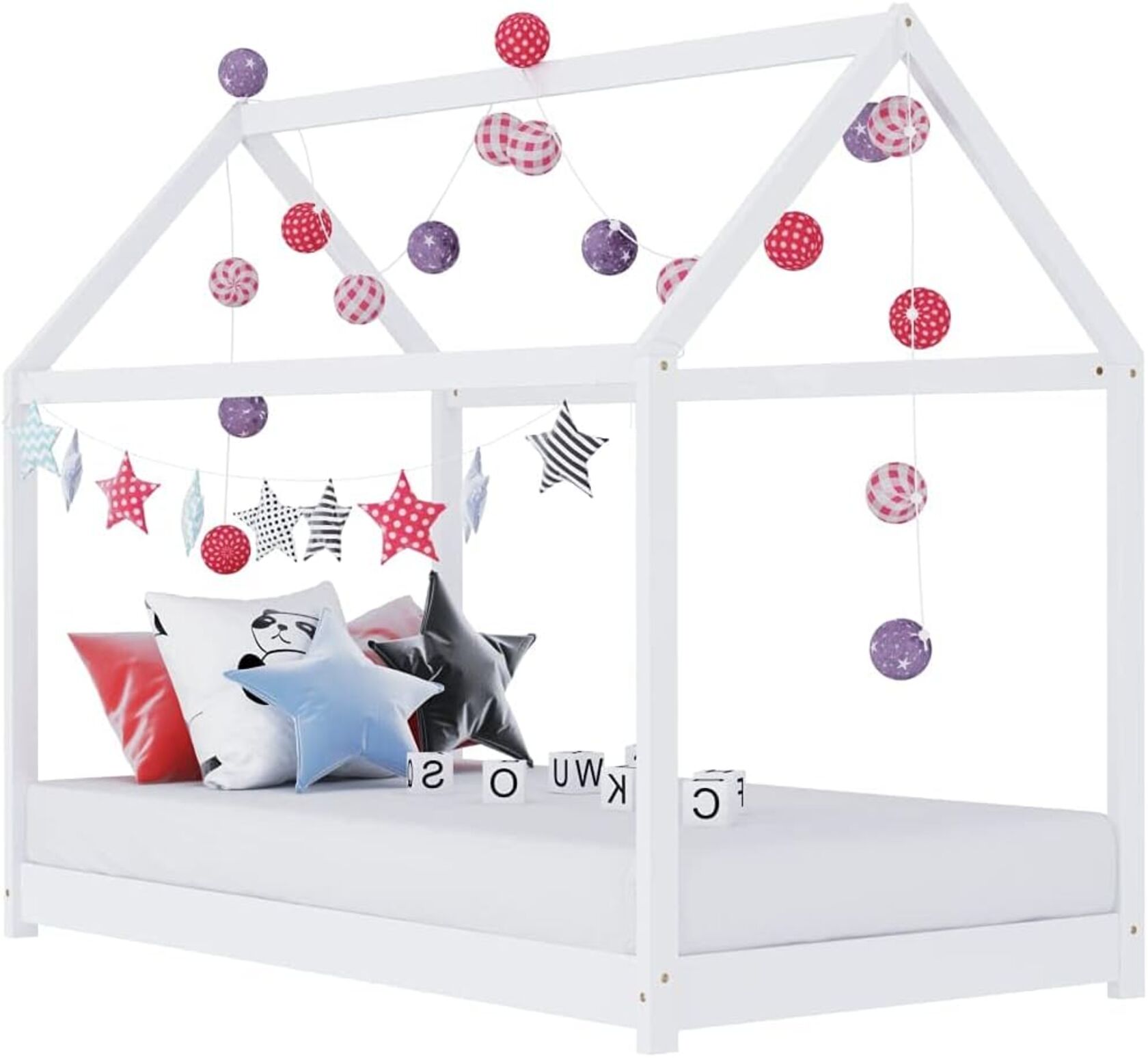 Kids Bed Roof Canopy VidaXL Kids' Bed Roof Canopy - Solid Pine Wood Frame, Open Door Design, 213x85.5x144.5 Cm, Brown Open Door Bed Tent